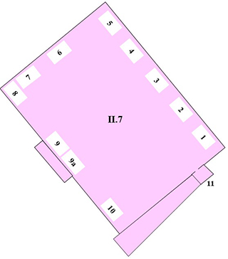 Pompeii Regio II(2) Insula 7. The Palaestra. Plan of entrances 1 to 11